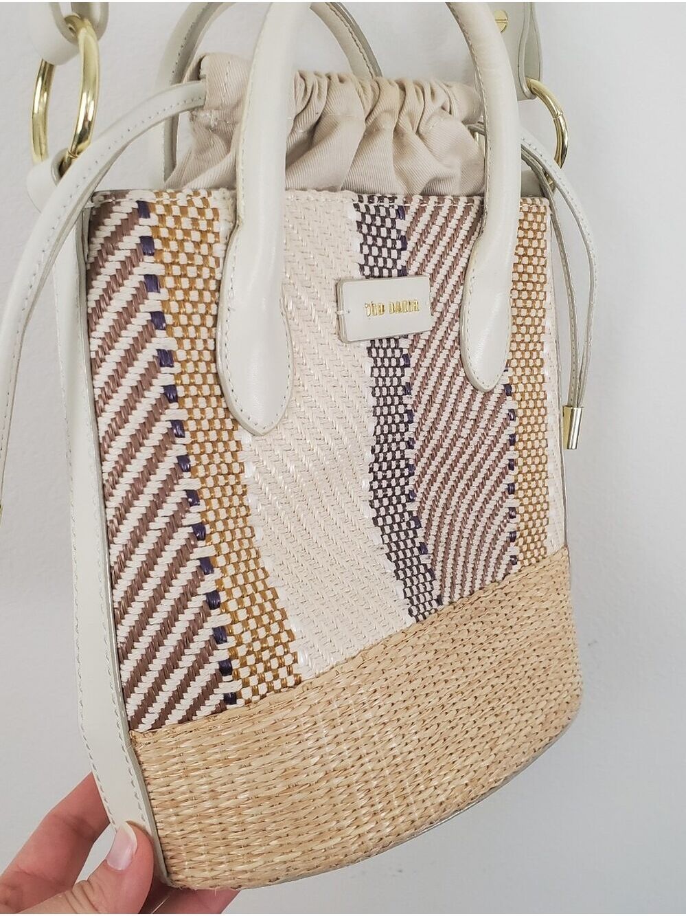 Ted Baker London Mini Cylinder Bucket Bag Woven Raffia In Nude - Picture 6 of 13